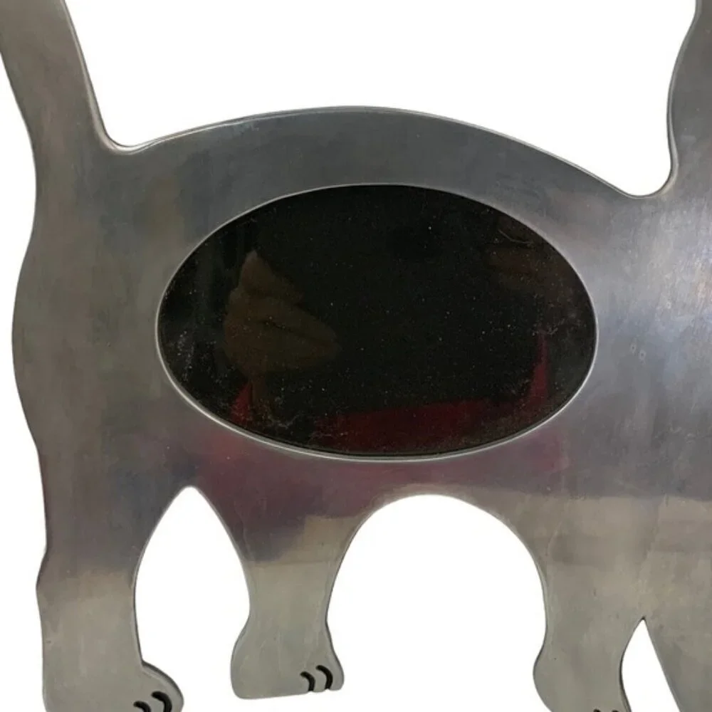 Cat Photo Frame Large Metal Freestanding Curved Large 11” Table Decor Silver 4x6